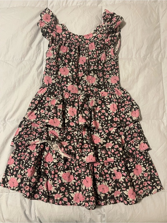 LoveShackFancy Other - LoveShackFancy Black Dress with Pink Floral Ruffles